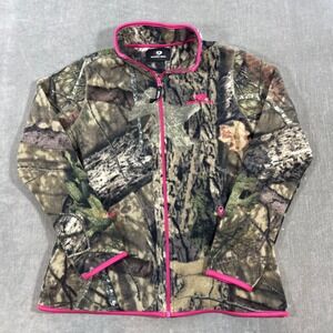 Mossy Oak Womens 4-6 Camo Fleece Jacket Pink Trim Zip Up